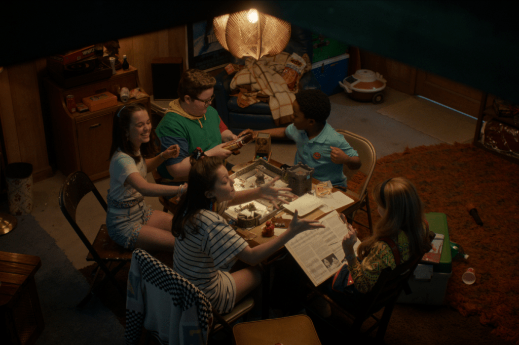 kids starting a D&D campaign in Stranger Things 